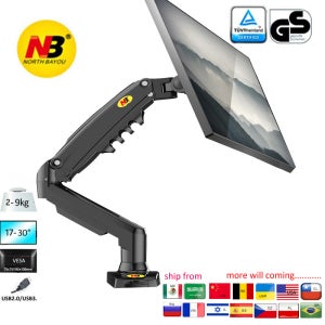 NB NEW F80 17-30인치 2-9kg 듀얼 암 에어 프레스 가스 스프링 VESA 100x100 모니터 데스크 마운트 스탠드 클램프 그로밋 베이스 PC 데스크 홀더