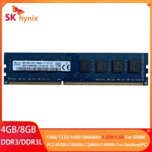 SK하이닉스 메모리 데스크탑 램 DDR3 DDR3L 4GB 8GB 1600 1066 1333 1866MHz DIMM 1.35V 1.5V PC3-8500U 10600U 14900 P