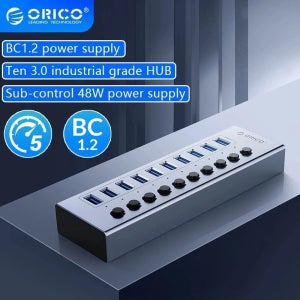 ORICO 멀티 USB 분배기 전원 어댑터 3.0, 노트북 액세서리용 스위치 포함, 다중 확장기 3.0 허브, 7 포트, 10/13 포트