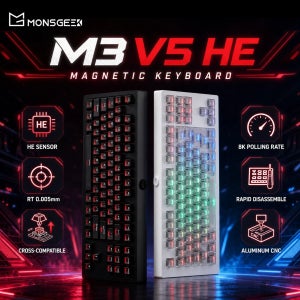 AKKO X MONSGEEK M3 V5 HE 키보드 80% TKL 마그네틱 스위치 RT0.005mm 8K USB Type-C/2.4g&BT5.0 무선 게이밍 기계식 키보드