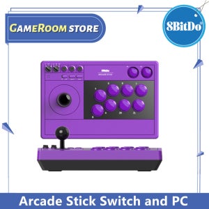 8Bitdo 퍼플 아케이드 스틱(스위치용) 윈도우 아케이드 파이트 스틱, 무선 블루투스, 2.4G 수신기 및 유선 연결 지원