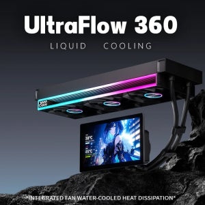 정글 레오파드 울트라플로우 360mm AIO CPU 수냉 쿨러 (7.0인치 LCD 화면 포함), 360 °   회전식 디스플레이, ARGB 동기화 PWM 팬