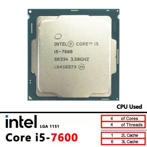 i5 7600 인텔 코어 i5-7600 3.5GHz 쿼드 코어 쿼드 스레드 CPU 6M 65W LGA 1151