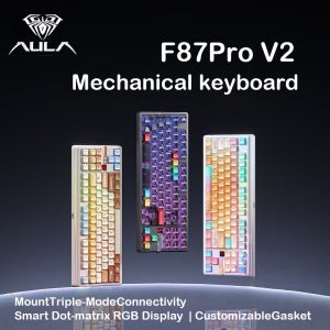 AULA F87ProV2 맞춤형 무선 기계식 키보드 블루투스 2.4G 유선 트리플 모드 풀키 핫스왑 가능 가스켓 구조