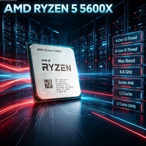 AMD 라이젠 5 5600X 6코어 12스레드 4.6GHz 언락 데스크탑 프로세서 소켓 AM4 게이밍 CPU (패키지 미포함)