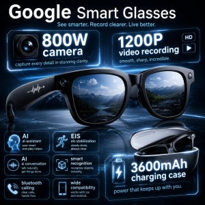 2026 AI 스마트 글래스 M02 울트라 1080P HD 카메라 ChatGPT 3600mAh 충전 케이스 보조배터리 32GB 번역 음악 비디오 선글라스