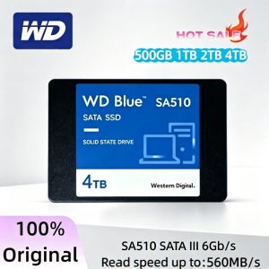WD 블루 SA510 500GB 1TB 2TB 4TB SATA 3.0 2.5인치 정품 WD SSD 하드 디스크 내장형 솔리드 스테이트 드라이브 (노트북/데스크탑용)