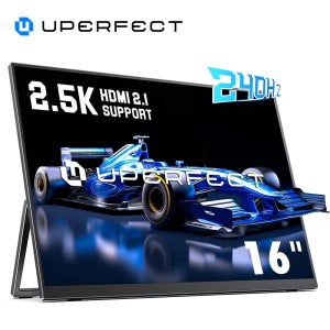 UPERFECT 16인치 240Hz QLED 휴대용 노트북 PC 모니터 2.5K 2560x1600 100% Adobe RGB 지원 120/144Hz, Type-C HDMI 듀얼 스