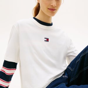 타미진스 여성 박시 핏 배지 티셔츠 T32G1TTO26TWT1 428519