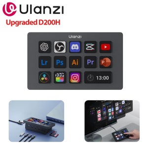 울란지 D200H 라이브 스트리밍 컨트롤러 13 LCD 키 (틱톡, 유튜브, 브이로그 콘텐츠 제작, 사진, 비디오 편집, 게임, 사무용)