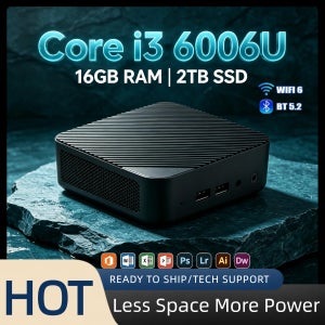 코어 i3 6006U 미니 PC 데스크탑 16GB DDR4 512GB M.2 NVMe SSD 트리플 4K 디스플레이 포트 WiFi6 BT5.2 저소음 쿨링 홈 오피스 프로