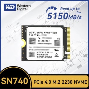 웨스턴 디지털 WD SN740 2TB 1TB SSD M.2 2230 Gen4 PCIe 4.0 X4 NVMe 솔리드 스테이트 드라이브 (스팀 덱, 마이크로소프트 서피스 프로X용)