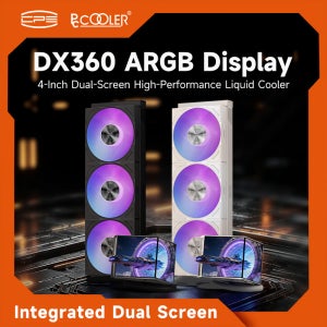 PCCOOLER 워터 쿨러 DX360 ARGB 디스플레이 480*480*2 해상도 새로운 듀얼 모드 파노라마/분할 화면 자유롭게 DIY 사진을 맞춤 설정할 수 있습니다.