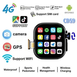 CDS9 S10 안드로이드 스마트워치 4G 네트워크 SIM 카드 WiFi 회전식 카메라 AMOLED 구글 플레이 스토어 글로벌 버전 스마트워치 남녀공용