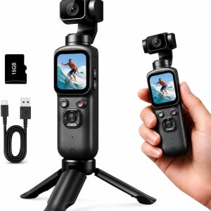 4K 포켓 브이로그 카메라 핸드헬드 짐벌 블로깅 캠 330 °   회전 렌즈 및 얼굴 추적 기능이 있는 초보자용 와이파이 웹캠 터치스크린