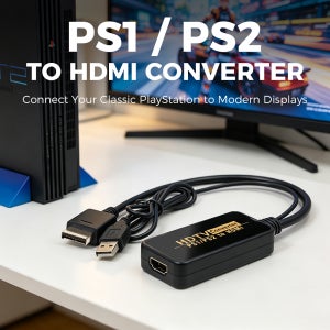 1080P PS1 PS2 TV HDMI 변환 어댑터 케이블 (PS2 PS1 플레이스테이션 게임 콘솔용, USB 전원 코드 포함, 720P 1080P HD 케이블)