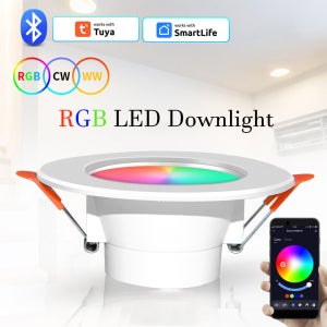 TUYA 다운라이트 WIFI, 10W 스마트 LED 디밍 스팟 조명, 2700-6500k RGBCW 색상 따뜻하고 시원한 조명, Alexa Google Home 지원 음성 제어
