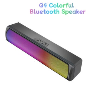 Q4 RGB 컬러 라이트 블루투스 스피커 고품질 강력한 베이스 컴퓨터 스피커 게임 및 음악용 롱바 형태 사운드 시스템