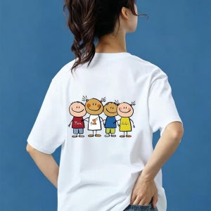 활기찬 분위기 연출 기하 프린트 순면 반팔티 흑백 차분한 색계 피부 순한 원단 남녀 레저 활동 착용 의류, 남녀공용 981