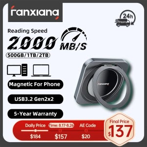 Fanxiang PS2006 휴대용 외장 SSD 2000MB/s 1TB/2TB 마그네틱 하드 디스크 USB3.2 Gen2x2 솔리드 스테이트 드라이브 (휴대폰/윈도우 PC용)