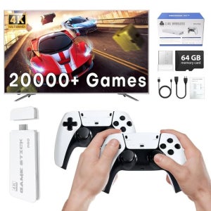 2026년 업그레이드된 레트로 게임 콘솔 스틱 20000개 이상의 게임, 23개의 에뮬레이터, 4K HD HDMI 플러그 앤 플레이, TV용 클래식 비디오 게임 콘솔