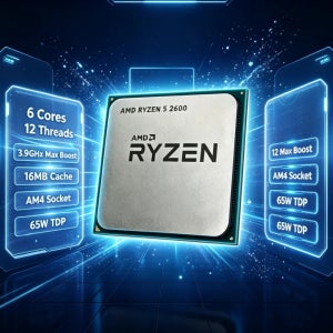 AMD 라이젠 5 2600 R5 2600 언락 오버클럭킹 6코어 12스레드 3.9GHz AM4 데스크탑 CPU (게이밍, 스트리밍, 콘텐츠 제작용)