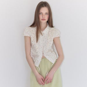 마가린핑거스 Frill Mixed Blouse (Cream)