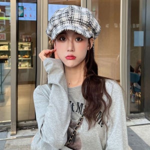 셀럽하우스 여성 체크무늬 팔각모 심플 뉴스보이캡 가을 겨울모자