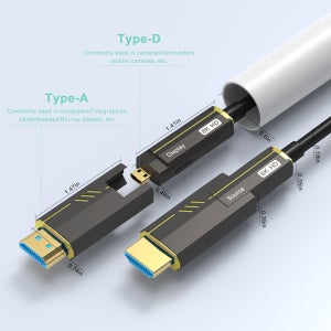 8K HDMI 2.1 케이블 광섬유 8K 60Hz 4K 120Hz 산업용 등급 광섬유 케이블 마이크로 HDMI-HDMI 호환 탈착식 헤드