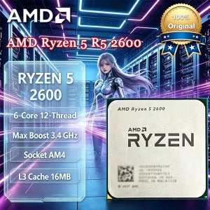 AMD Ryzen 5 R5 2600 3.4GHz 6코어 12코어 CPU 프로세서 소켓 AM4 CPU Ryzen 5 2600 R5 2600 CPU 패키지 없음
