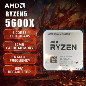 AMD 라이젠 5 5600X CPU 8코어 16스레드 주파수 3.7-4.6GHz 32MB 캐시 게이밍 프로세서