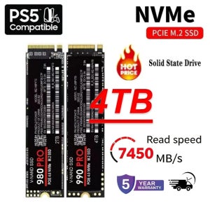 2026 SDD 980Pro 990Pro 고속 M2 NVMe PCIe4 1TB 솔리드 스테이트 드라이브 내장 스토리지 업그레이드 (PS5 게임용, Mac 데스크탑, 노트북용)