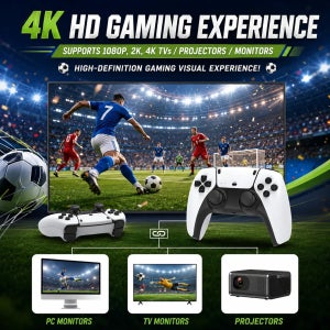 M15 울트라 레트로 게임 스틱 64GB 플러그 앤 플레이 비디오 게임 콘솔 40000개 이상 게임 4K HD TV 플레이어 무선 게임패드 포함