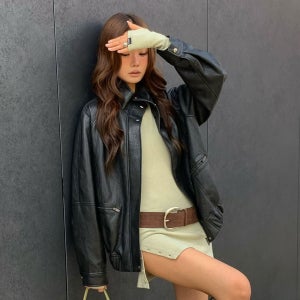 [레이브] High-neck Leather Blouson Jacket VL5AJ093_2color