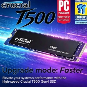 크루셜 T500 1TB 2TB Gen4 NVMe M.2 SSD 7300MB/s / M.2 SSD 히트싱크 (SKU 선택 가능), 노트북 및 데스크탑 호환, OEM 패키지