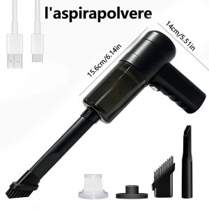 무선 핸디형 진공 청소기, 2000mAh 대용량 배터리, 오래가는 고출력 모터, ABS 소재, USB Type-C 충전식 미니 휴대용 먼지 제거기 (차량, 가정, 사무실, 소파,
