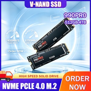 정품 990 PRO 파워드 정품 M.2 SSD 512GB 1TB 2TB 4TB 7450MB/s 읽기 속도 PCIe Gen4 NVMe (PS5 게임용, 데스크탑, 노트북용)