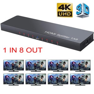 4K1x8 HDMI 분배기 1 in 8 out HDMI 비디오 분배기 증폭기 8 HDMI 디스플레이 DVD PS3 PC TV 시장 디스플레이 용 중복