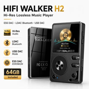 하이파이 워커 H2 DAP 뮤직 플레이어, MP3 네이티브 DSD128, 64GB 최대 512GB, ESS DAC 칩, USB-DAC, 무손실 양방향 블루투스 LDAC