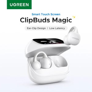 UGREEN LCD 풀 컬러 스마트 스크린 무선 TWS Bluetooth 이어폰 이어 버드 오픈 클립 이어 헤드폰 AI 통화 소음 제거