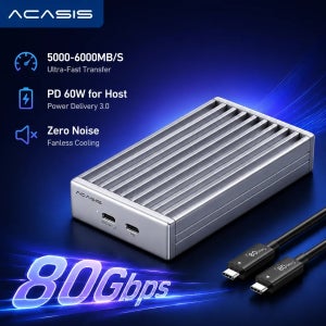 2280/60/42/30 SSD용 JHL9480/RTL9210 칩이 탑재된 Acasis 80Gbps M.2 NVMe SSD 인클로저, AI 생성을 위한 5000-6000MB/S 고