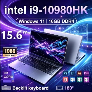 15.6인치 게이밍 노트북 인텔 코어 i9-10980HK 16GB 램 1TB/2TB SSD 휴대용 노트북 PC (사무용/학습용/게임용)