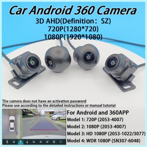 안드로이드 자동차 멀티미디어 카메라, 360 도 파노라마 자동차 360 Dvr 720P1080P HD 후방 전방 좌우 액세서리