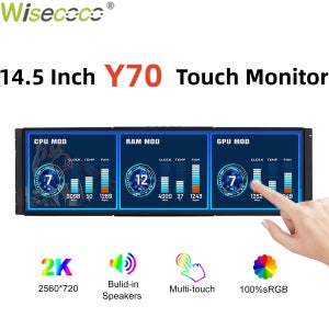 Wisecoco 12.6/14.5 인치 2K IPS PC 노트북 게임용 터치 스크린 모니터 Y60/Y70 케이스 용 CPU GPU 온도 모니터링 디스플레이