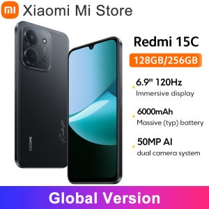 샤오미 레드미 15C 글로벌 버전 스마트폰 120Hz 6.9인치 도트 드롭 디스플레이 50MP 메인 카메라 미디어텍 헬리오 G81-울트라 33W 충전