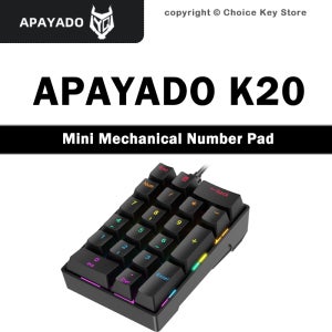 APAYADO K20 미니 기계식 숫자 키패드 20키 타입-C 유선 RGB 조명 블루 레드 스위치 ABS 키캡 계산기 단축키