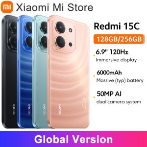 샤오미 레드미 15C 글로벌 버전 스마트폰 120Hz 6.9인치 도트 드롭 디스플레이 50MP 메인 카메라 33W 충전 미디어텍 Helio G81-Ultra