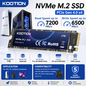 KOOTION X16PLUS NVMe M.2 SSD 1TB 내장형 솔리드 스테이트 하드 드라이브 M2 PCIe 4.0x4 2280 SSD 디스크 (PS5, 노트북, PC용)