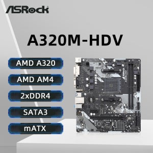 ASROCK A320M-HDV 마더보드 지원 AMD Ryzen 5 5600 Ryzen 7 5700X3D DDR4 3200+(OC) NVME M.2 인터페이스 PCIe 3.0 AM4