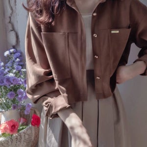 [LABEL] 로빈포켓 포인트 부드런 스웨이드 세련미 크롭자켓 [size:F(55~66)]
